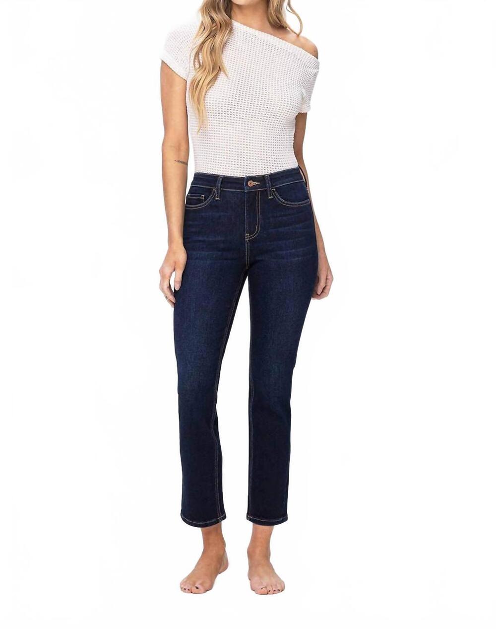 NEW VERVET BY FLYING MONKEY high rise ankle slim straight jeans in enraptured da